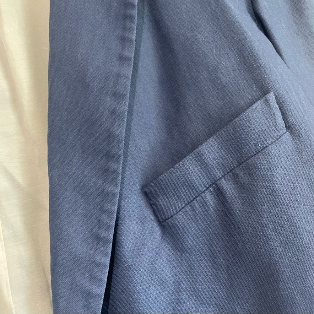 Tibi Cropped Linen Coastal Blue Blazer Jacket Size: 10 (Large) - Picture 11 of 12